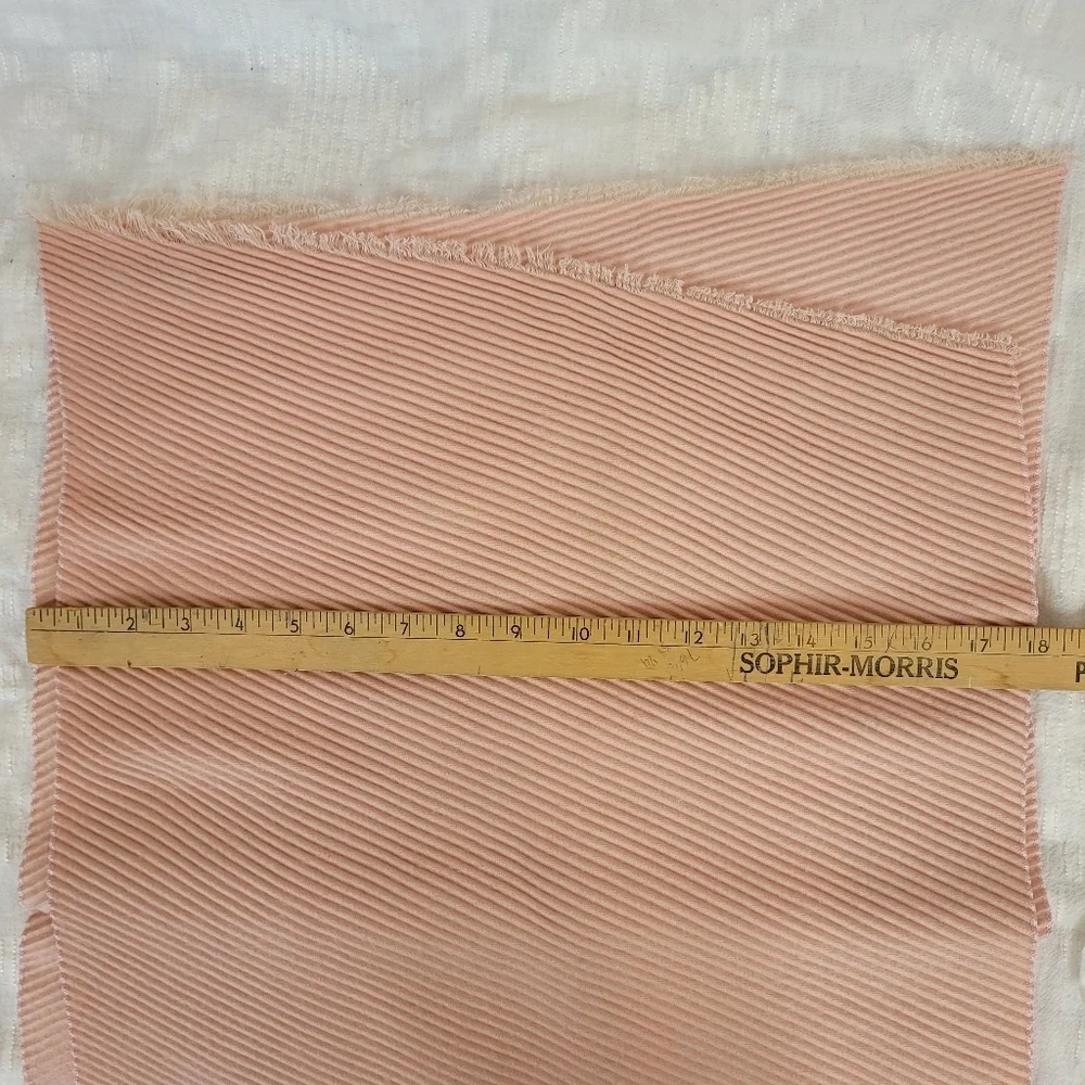 Lands End pale pink wide scarf ribbed with fringe ends cozy warm soft fabric